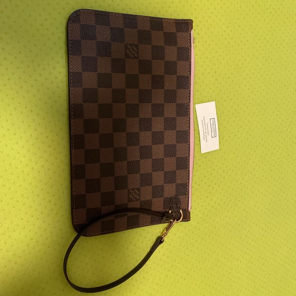 Luis Vuitton Authentic Damier Ebene Neverfull MM GM Pochette Rose Ballerine! - Picture 6 of 10